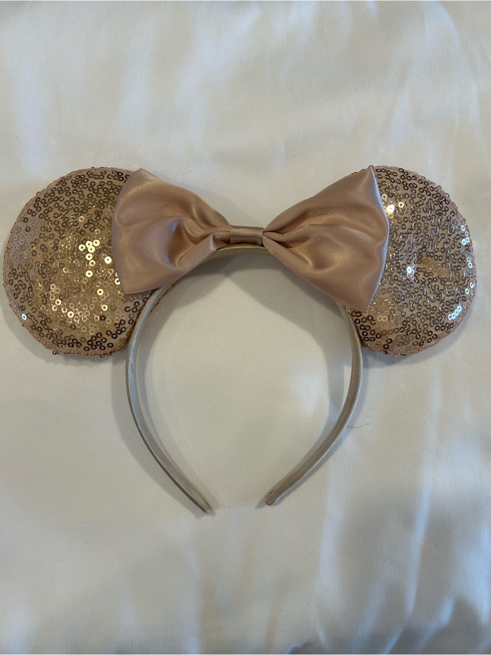 Kids Sequin Bow Ear Headband - Rose Gold